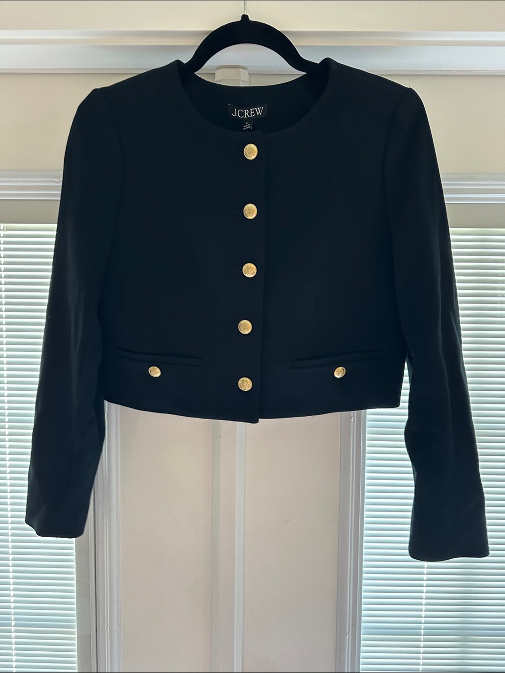 J. Crew Black Lady Jqcket with Gold Buttons size 0 New with tags